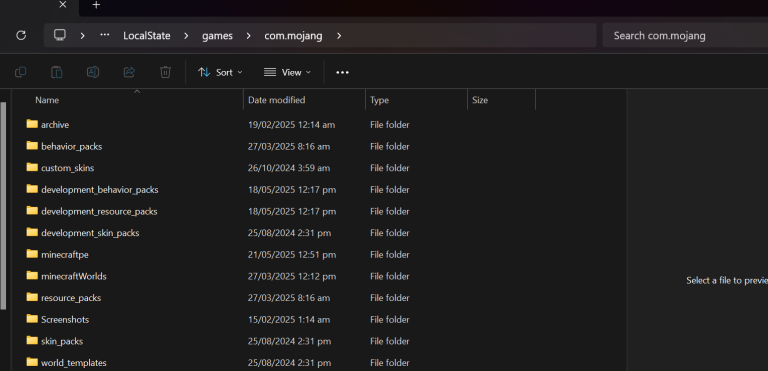 How to open com.mojang folder in Minecraft Bedrock Windows
