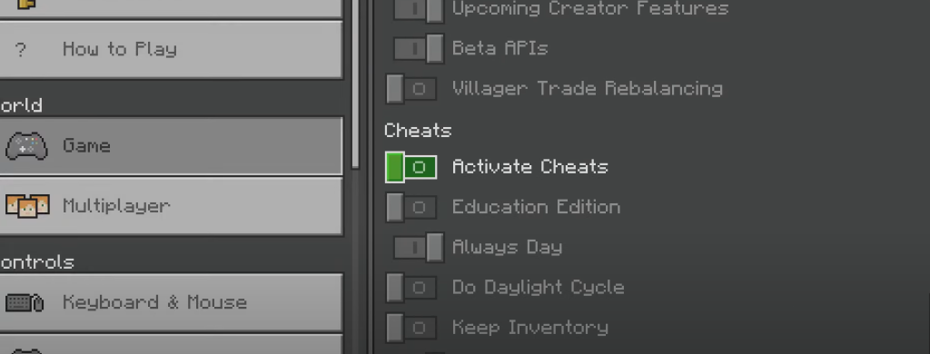 How to enable cheats in Minecraft Bedrock edition