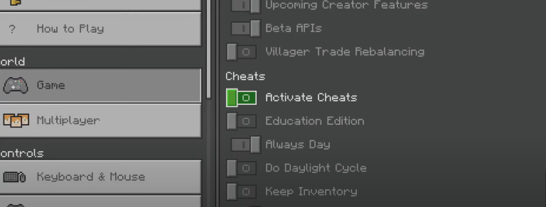How to enable cheats in Minecraft Bedrock edition