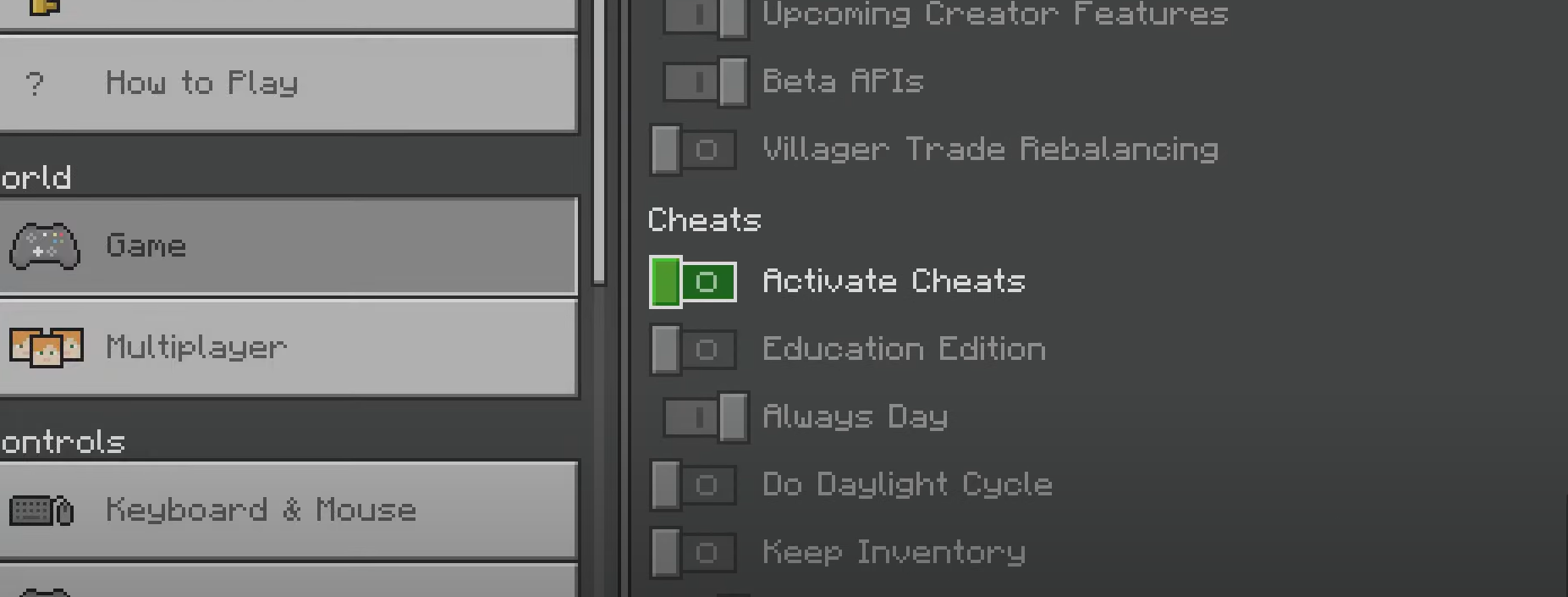 How to enable cheats in Minecraft Bedrock edition